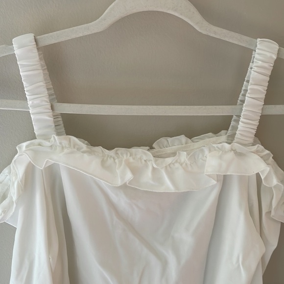 Rumwe Off Shoulder Ivory Cream Off White Ruffle Blouse Shirt Long Sleeve Boho 6 - Picture 5 of 6